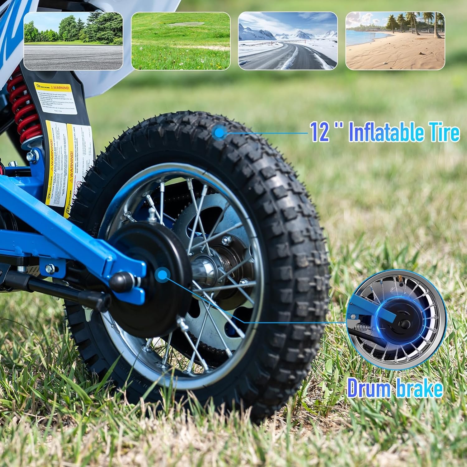 EVERCROSS EV12M PRO Kids Ride On Motorcycle, Electric Motorcycle with 300W Motor, 11.18Miles Long-Range, 12'' Pneumatic Tire, Bluetooth Music, Colorful Lights, Motor Cross for 110cm+ Height - Image 5