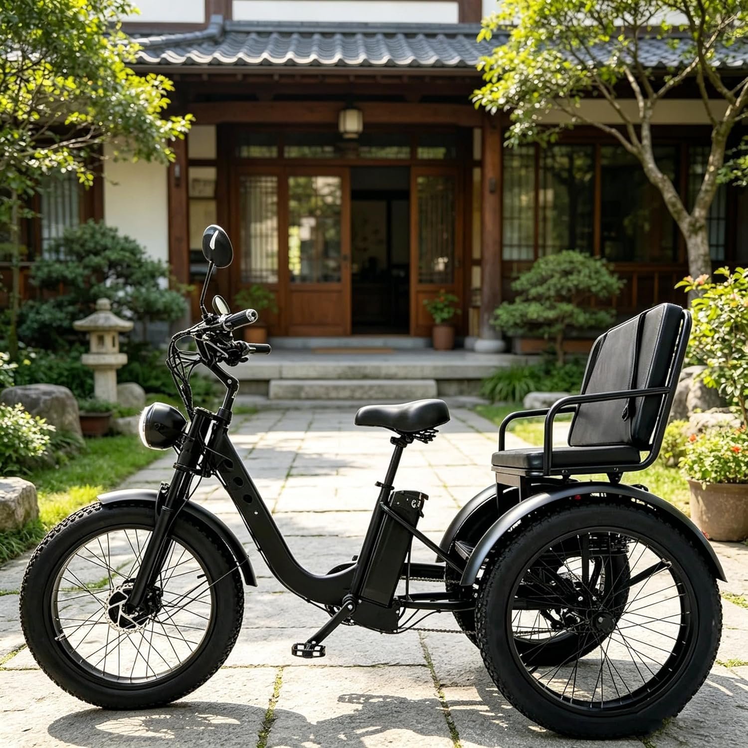 3 Wheel Electric Bicycle for Adults and Seniors, Touring Bike with LCD Display, Front Headlight, Aluminum Frame, Wide Tires, 150 kg Capacity