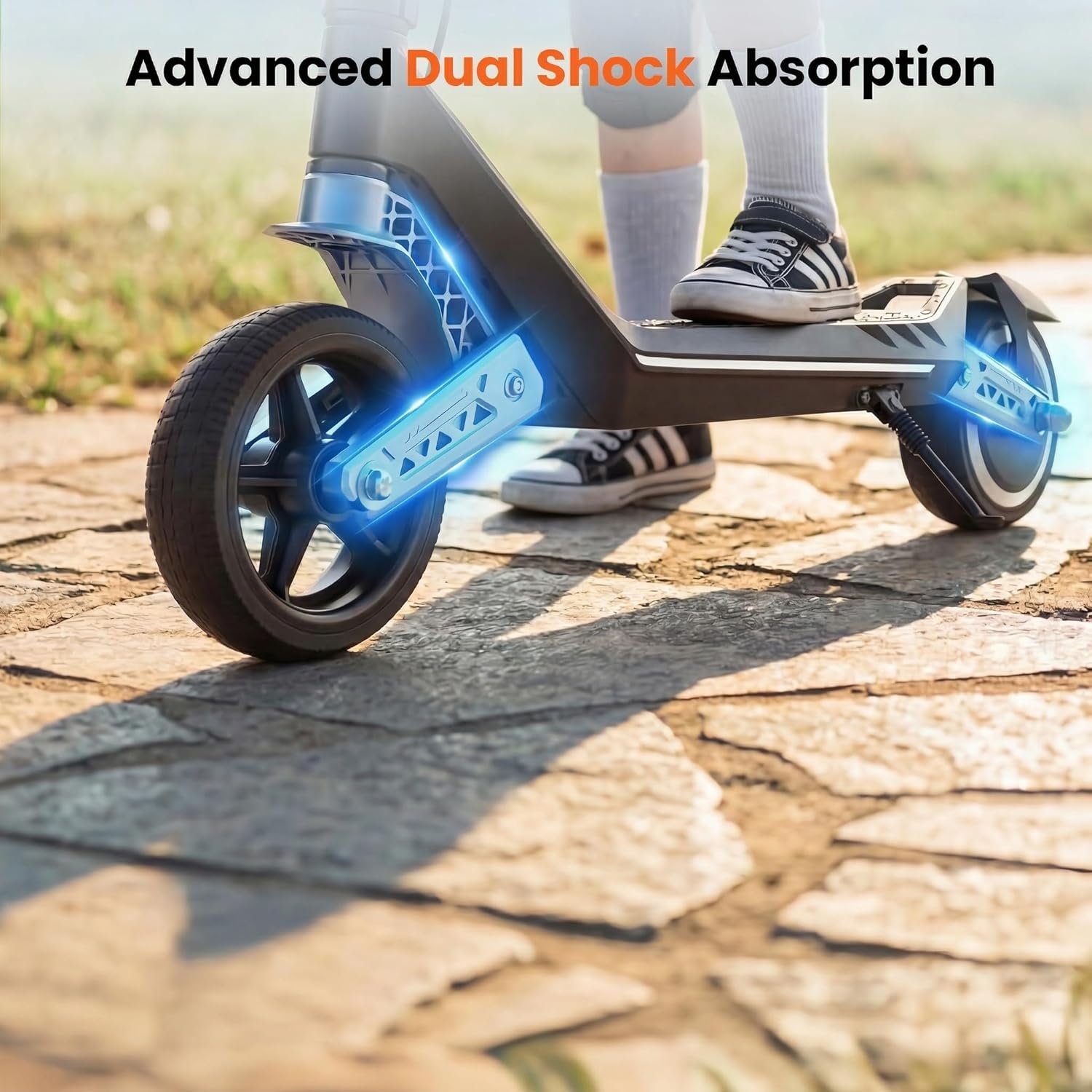 Electric Scooter for Kids, 6.5"Foldable E-Scooter for Ages 6-12 with Brakes & Dual Suspension, Up to 16 KM/H, Range 9 KM, Colorful LED Lights, Electric Scooter for Boys Girls - Image 6