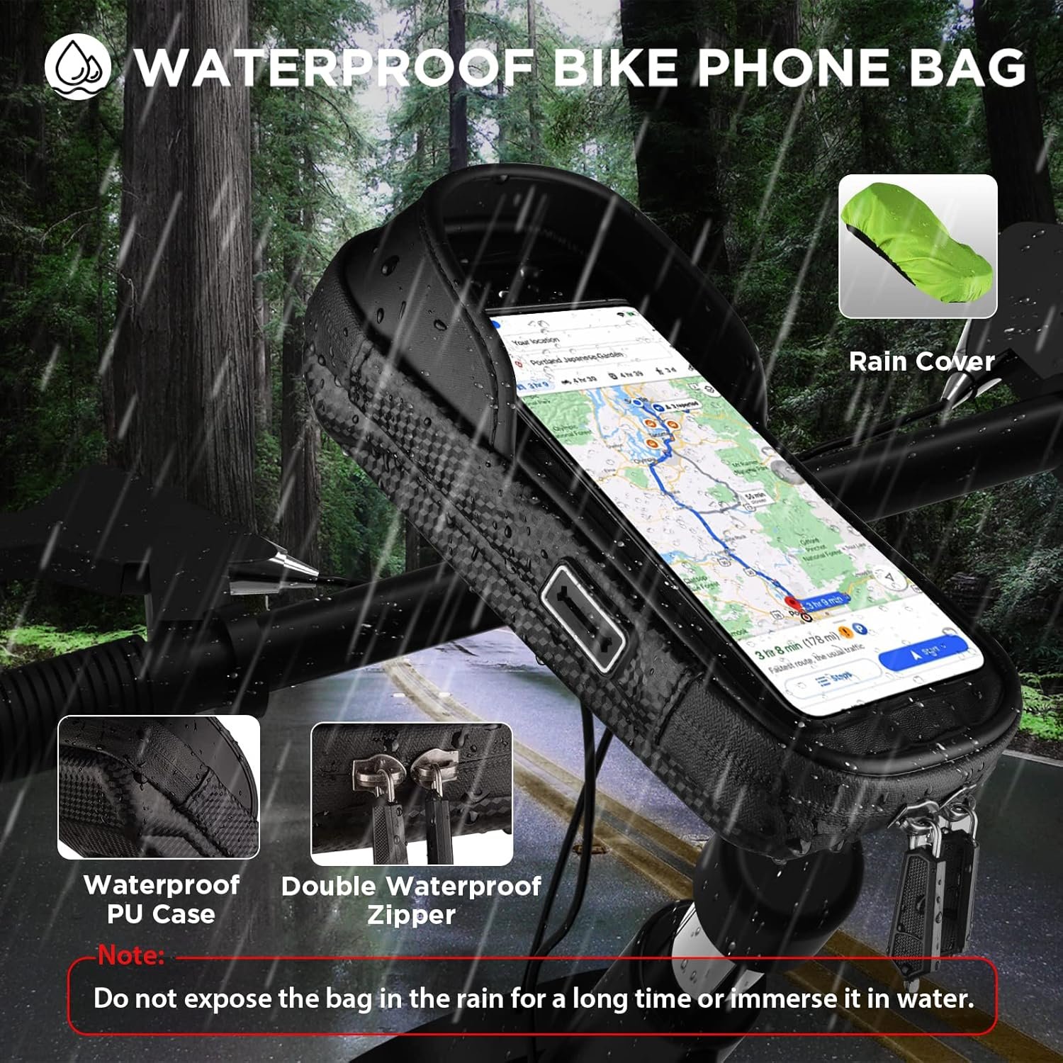 Vitalismo Bike Phone Holder Waterproof - Phone Holder for Bike 360° Rotation, Cycling Handlebar Bag, Motorbike Mount for iPhone 15Pro Max/14Pro/14/13/11/X/8 Samsung LG Cellphones up to 7'' - Image 3