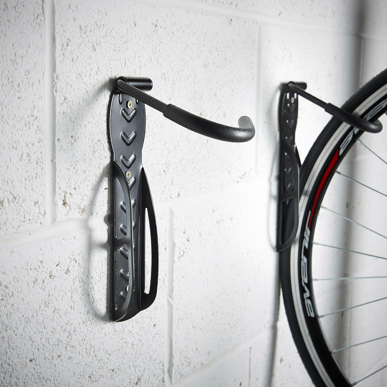 VonHaus Bike Wall Mounts - Bike Wall Rack, 2-Pack for Garage and Shed - Steel Coated Bicycle Storage Hooks - Vertical Storage Rack with Durable Plastic Clips - Image 3