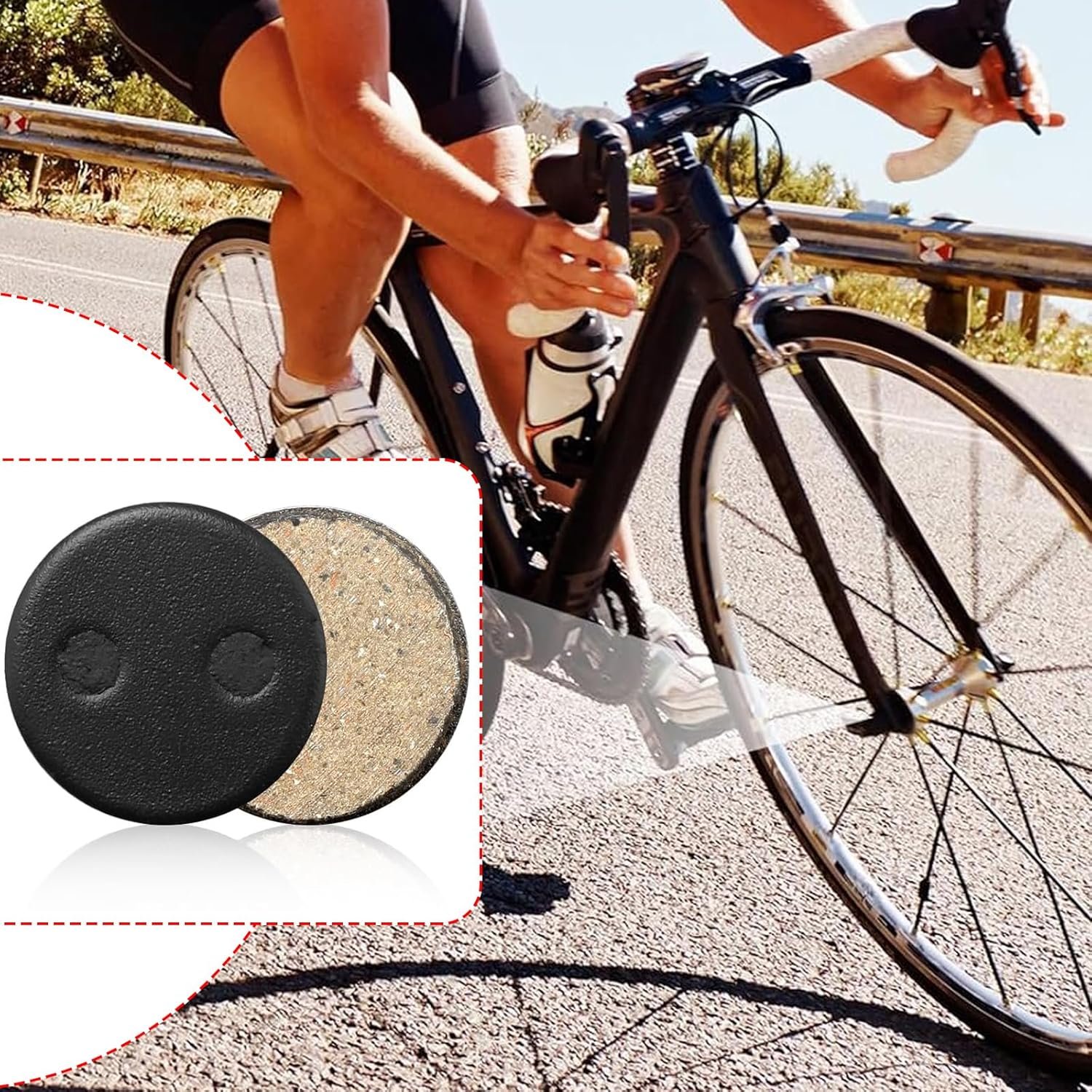 Bike Disc Brake Pads 4 Pairs Resin Oil Semi-Metal Round Pad Bicycle Accessories Brake Pads Replacement Cycling Road Mountain Bike Brake Pads for Bicycle Electric Bike Cycle - Image 3
