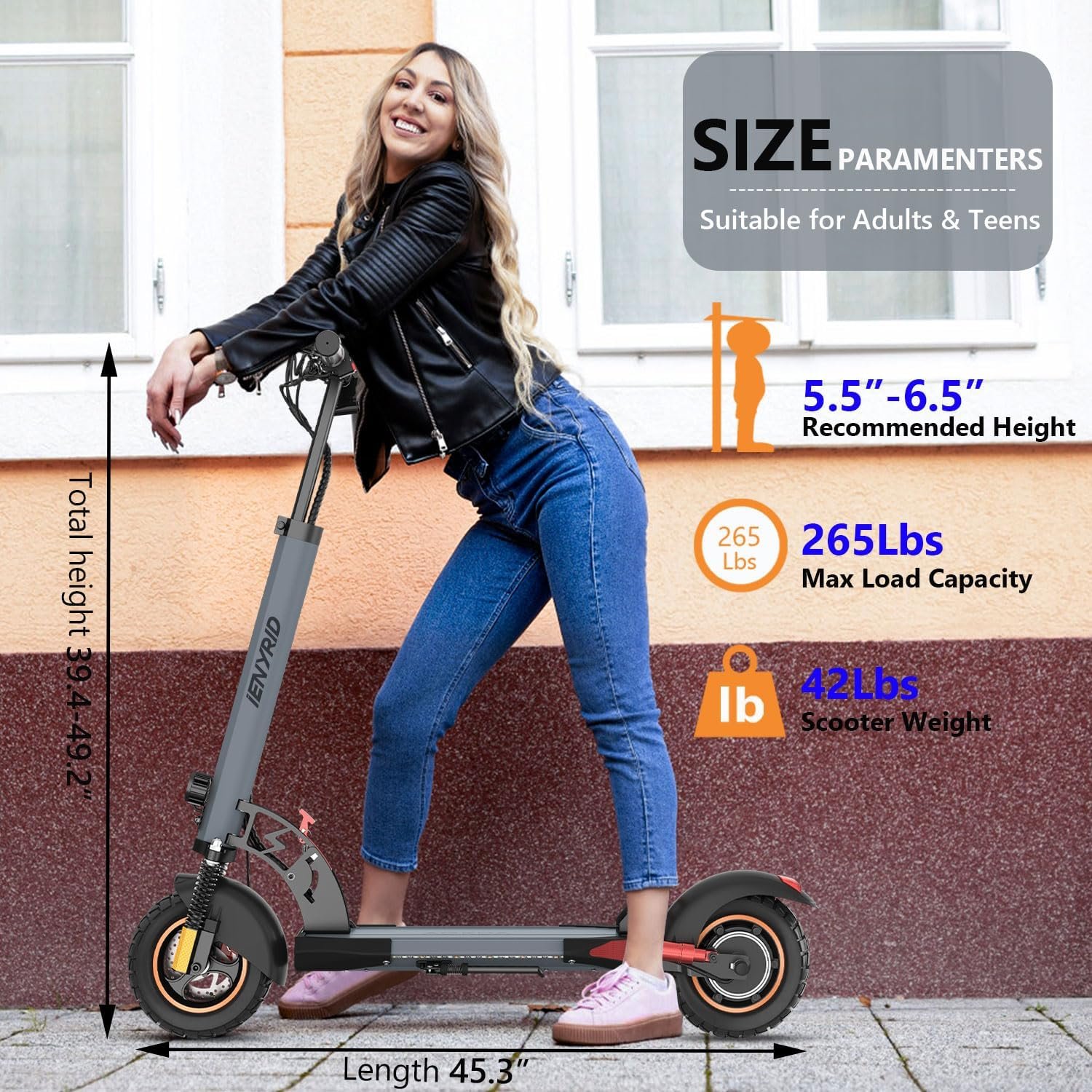 Electric Scooter 500W,15.5MPH,12.5Ah Battery 20-40KM, 10" Tires Folding E Scooter Mulitiple Suspension, Dual Braking, Gift for Adult Teens Load 264lbs - Image 8