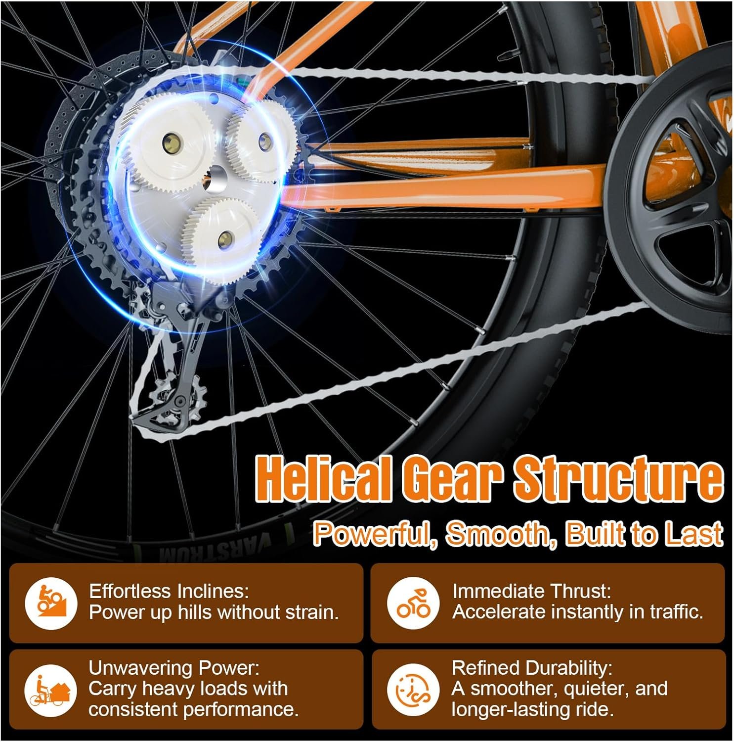 48V Electric Bike Conversion Kit - 20" 26" 27.5" 28" 29" 700C Front & Rear Wheel Hub Motor 125EVH 125XVH Ebike Conversion Kit with Battery and Display - Geared Brushless Motor for Cassette - Image 4