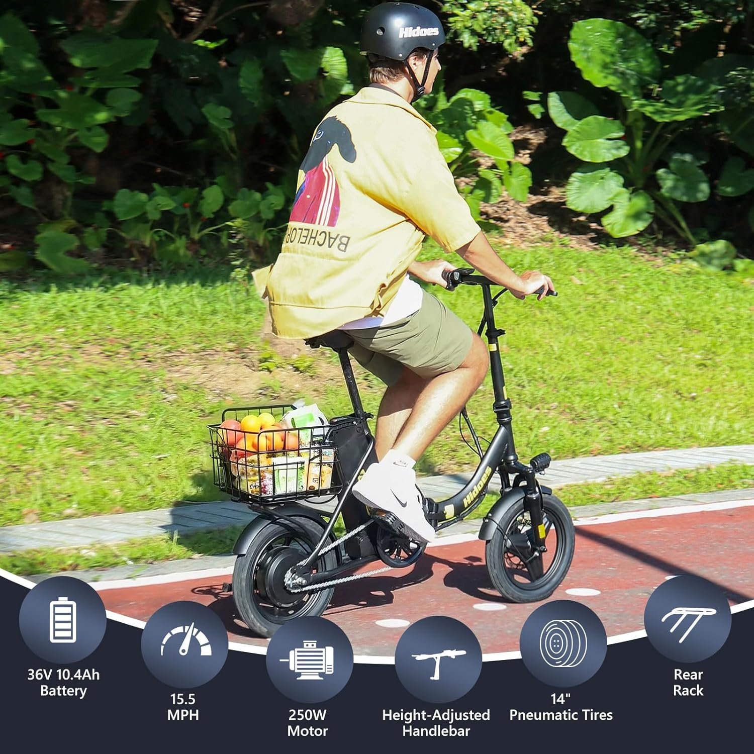 Electric Folding Bikes for Adults, 14" Electric Dirt Bike Adult, Ebikes for Adult Men Women, e Bike with Front Shock Absorber, Foldable Fat Tire e-Bike with Throttle Pedal Assist - Image 3