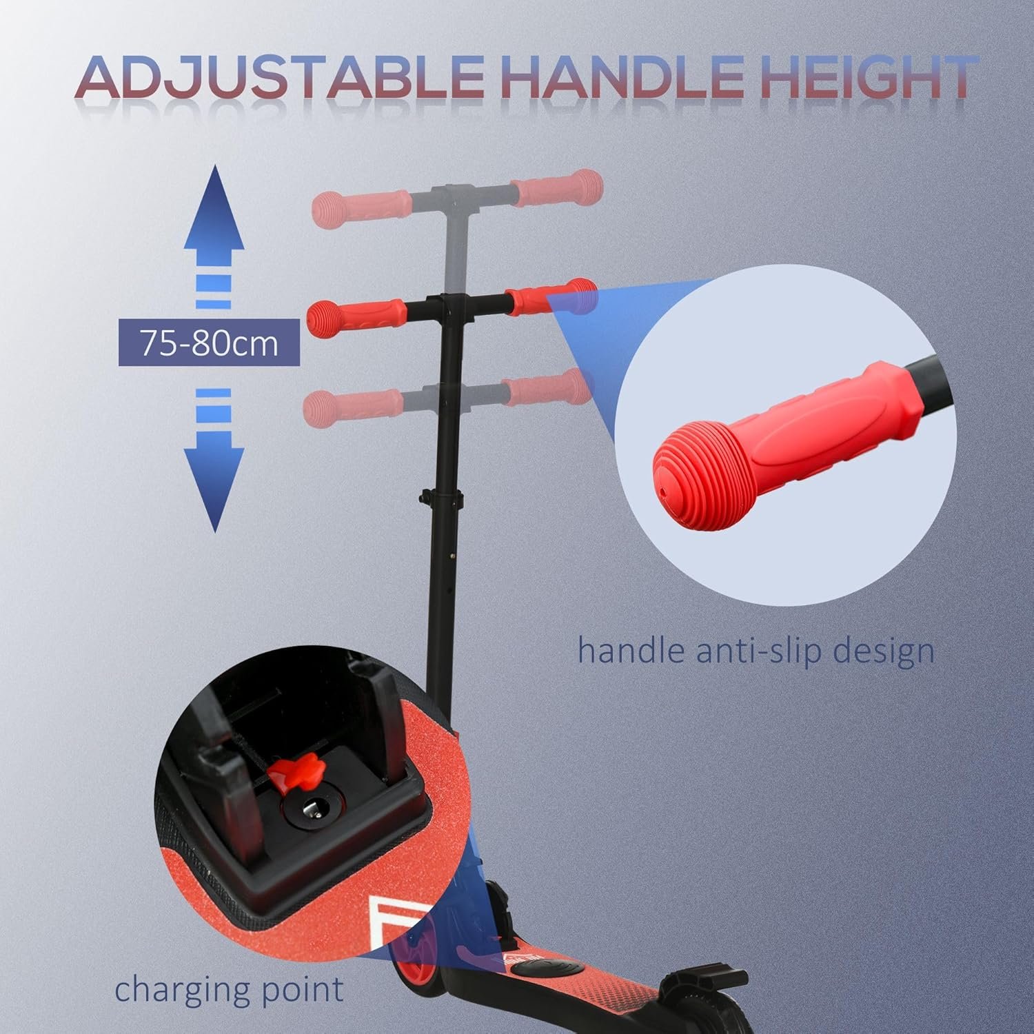 HOMCOM Electric Scooter for Kids, Foldable Electric Scooter for Age 6+, with Adjustable Height, Rear Brake, Up to 8 KM/H, Maximum Range 6 KM, 5kg Lightweight - Image 5
