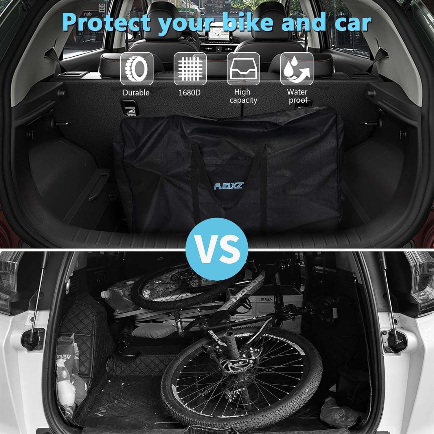 Bike Folding Travel Bag 26 Inch 1680D Padded Folding Carrier Waterproof Cycling Luggage Bag for Transport,Air Travel - Image 2