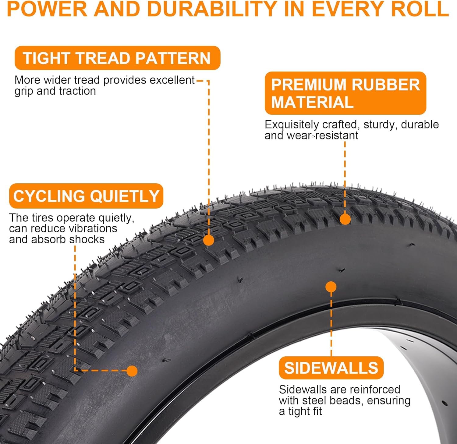 2-Pack 20x3.0 Bike Tires & Tubes, 20 Inch Mountain Bike Tire, 20x3 Bike Tire Tube with Tire Levers, Folding Replacement Bicycle Tires for Off-Road Bike and Ebike(UK) - Image 3