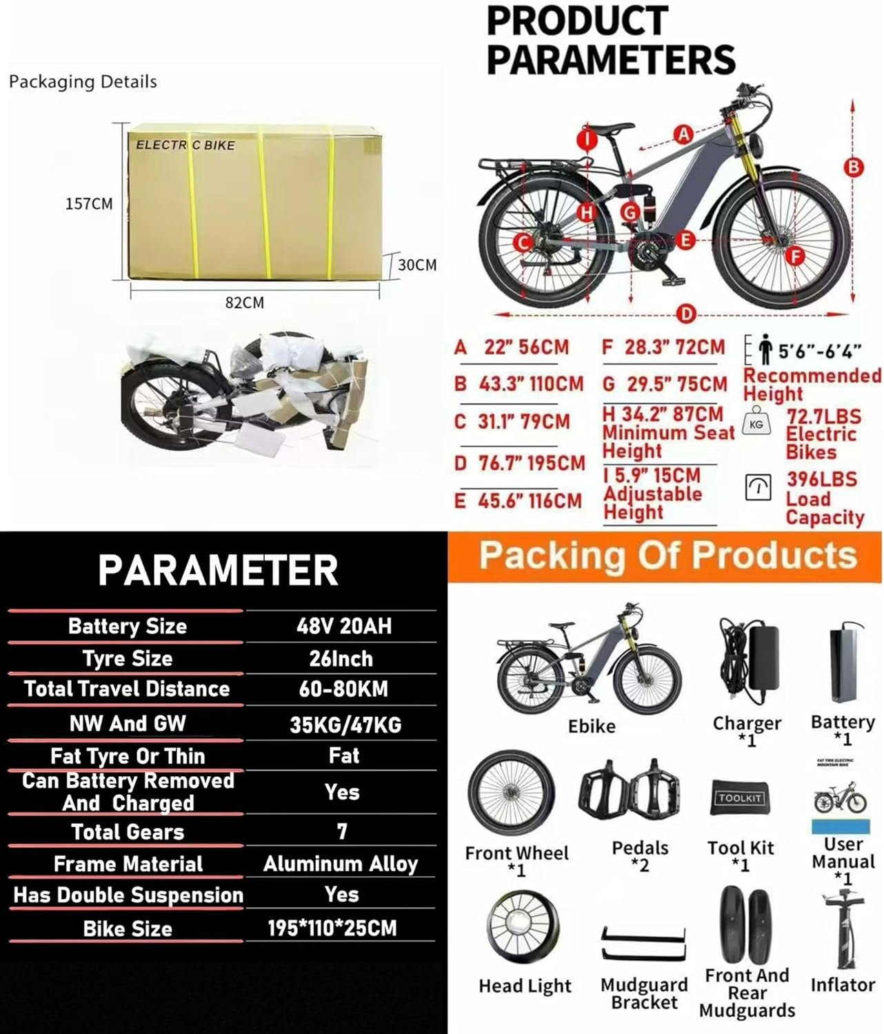 Rexhan 26” Electric Bike, 26 Inch E Hybrid Bike, 48V 20AH Removable Battery, Powerful Motor, Throttle, Dual Suspension, Hydraulic Brakes, 60-80 KM Range, Aluminium Frame, Cruise Control, Headlight - Image 7