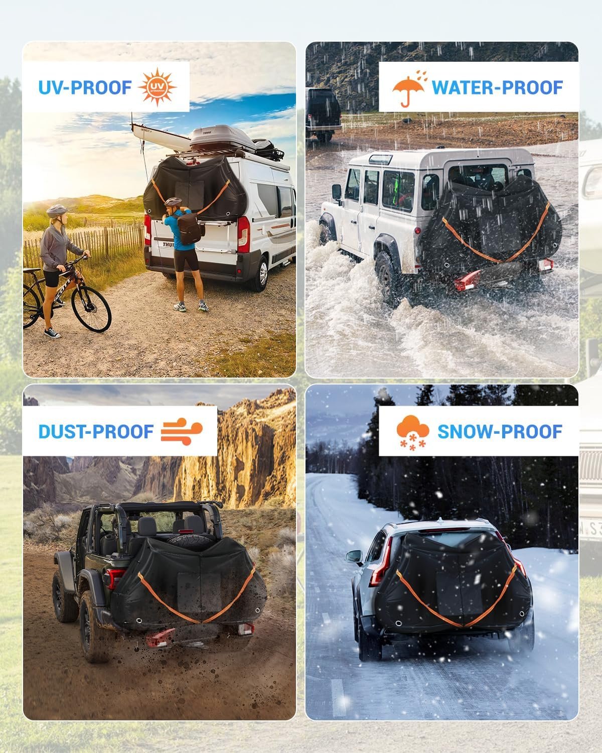 SUPAREE 2 Bikes Bicycle Cover Storage Outdoor Folding Bike Cover Waterproof Bike Covers for Transport 2 Bikes 420D Oxford Heavy Duty for Motorhome Car Hitch Travel Camping Transportation - Image 6