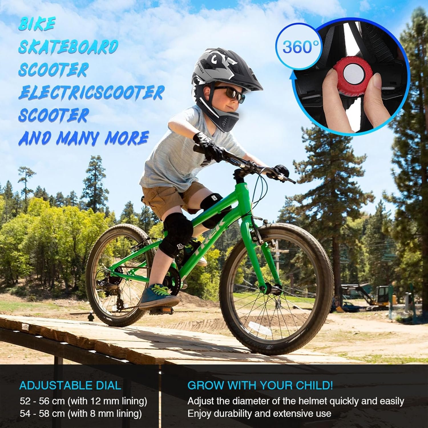 Lixada Kids Full Face Helmet Detachable Full Face Kids Bike Helmet Children Sports Safety Helmet for Cycling Skateboarding Roller Skating - Image 6