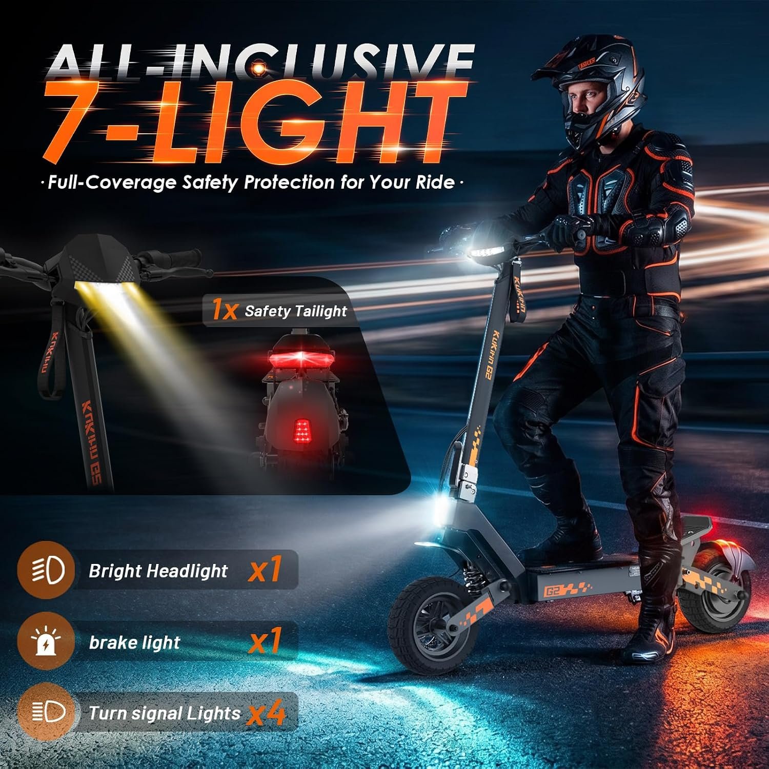 KuKirin G2 Electric Scooter for Adults, 10-Inch Off-Road Vacuum Tyres, Dual Spring Suspension, 55km Long Range, Folding Scooter with Dual Brakes & Touch Display - Image 6