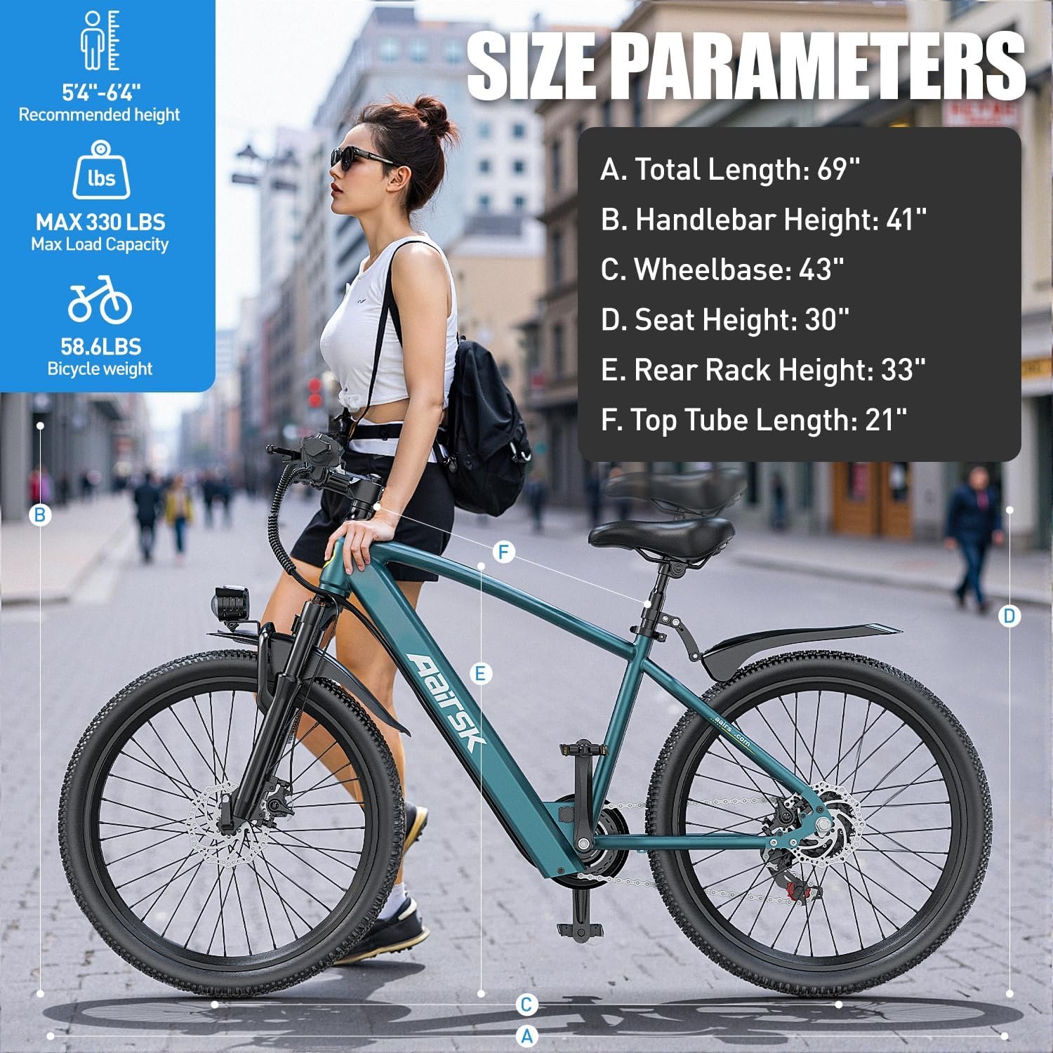 Electric Bike for Adults, 7 Speed Electric Bicycle with 36V 10Ah Removable Battery, 100km Range Pedal Assist City E Bike for Commute and Trekking, LCD Display, Dual Disc Brake - Image 4