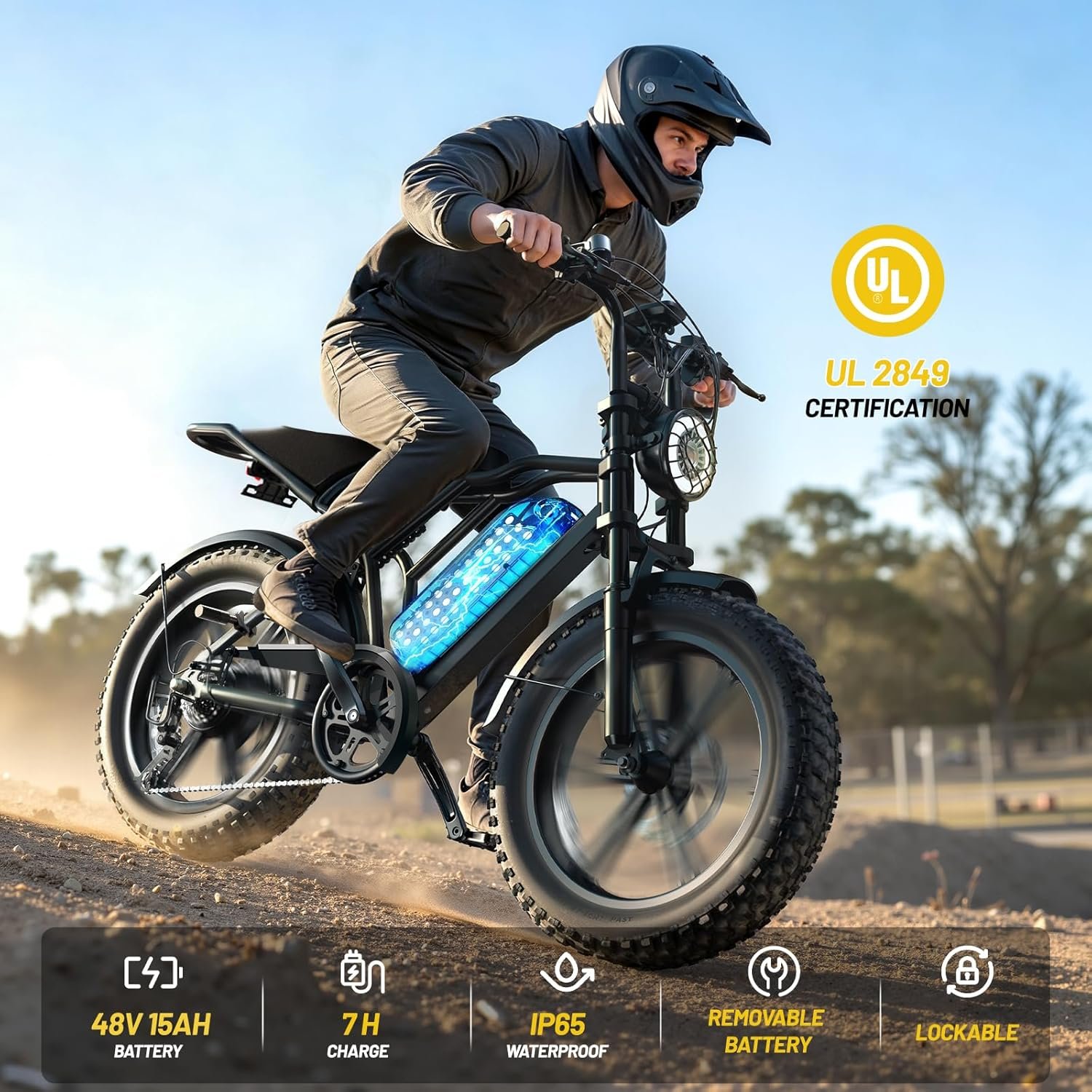 TST Electric Bike for Adult,Ebike with 48V/15AH Removable Battery, Electric Bike with Multiple Performance Modes,20" x4.0 All-Terrain Tires, Fat Tire Ebike Hydraulic Suspension 7-Speed - Image 3
