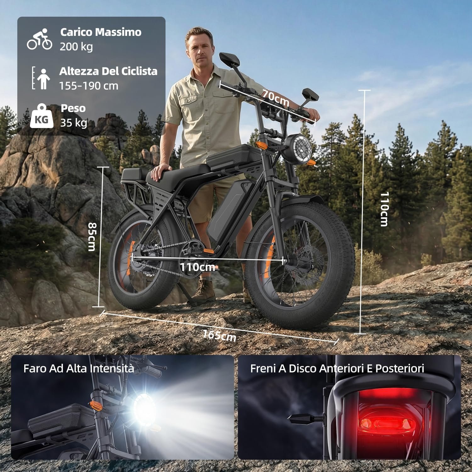 X5 Electric Bike for Adults, 20 x 4 Fat Tyre Mountain Ebike with 80KM Range & 48V 15AH Removable Battery, 250W Motor 25KM/H Electric Dirt Bike with Cycling Bag for Teens Adults - Image 7