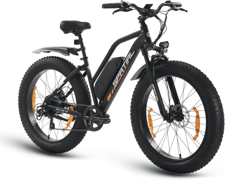 SPATIAL Electric Bike, 26" 4.0'' Fat Tire Mountain Ebike with 48V 13Ah 624 Wh Battery, Up to 104KM Range, 250W 80Nm Motor, LCD Display with 5 PAS, MTB for Adult Man and Woman
