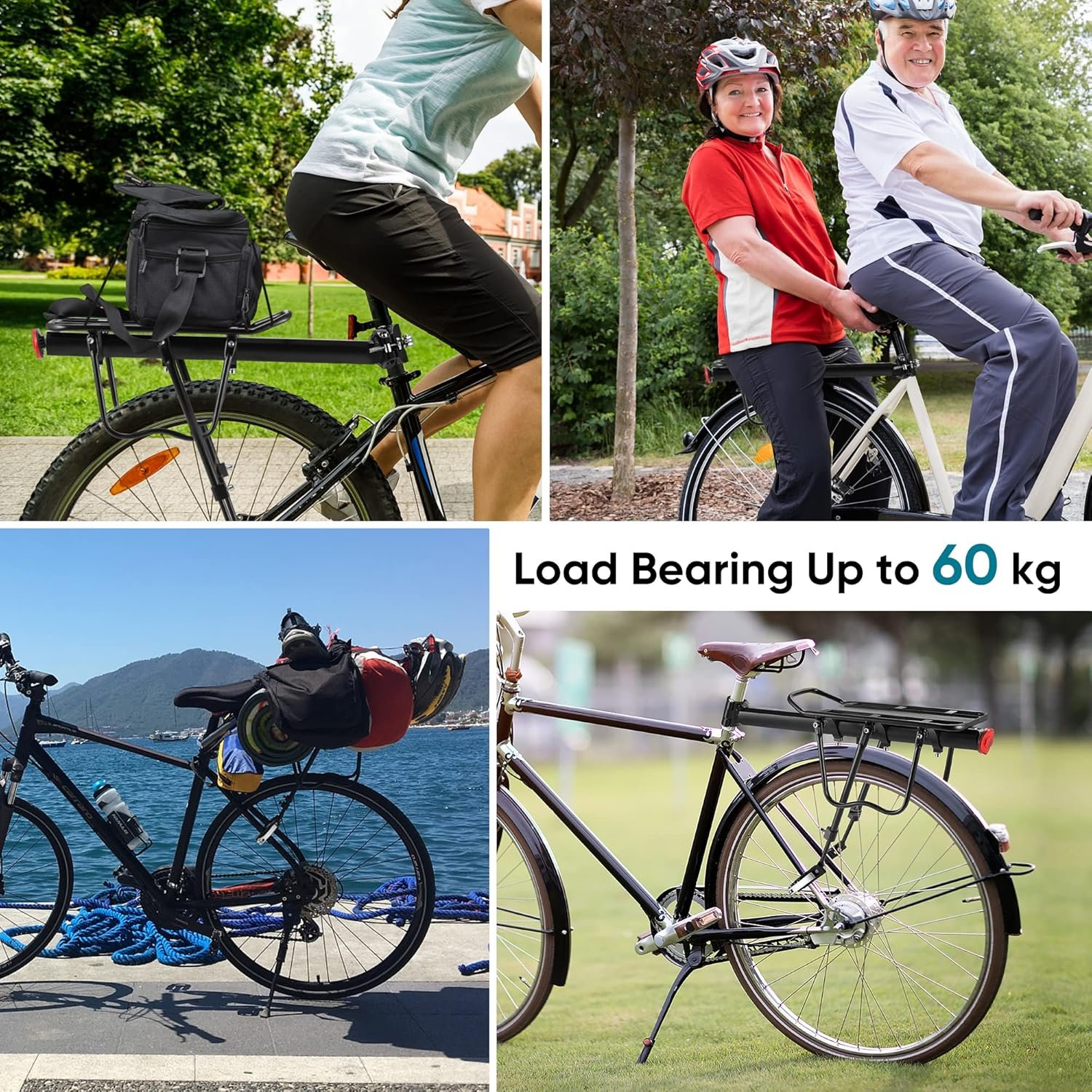 DazSpirit Rear Bike Rack, Adjustable Bicycle Rear Cargo Rack, MTB Rear Rack, Bike Rear Seat Luggage Rack, Quick Release, Load 60kg, Aluminum Alloy Material with Reflector for Cycling Camping Touring - Image 7