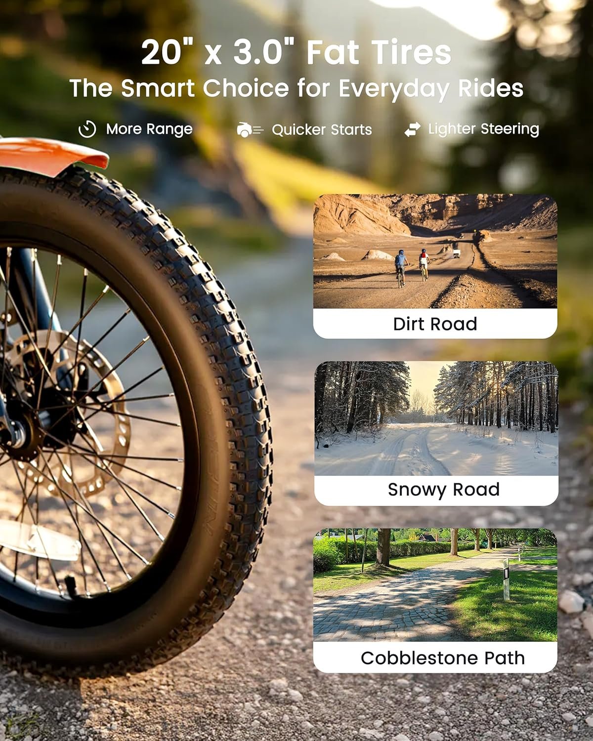 MOONCOOL Electric Tricycle for Adults, 20" Folding Electric Trike with 36V 20AH Removable Battery, 20"x3.0" Fat Tire 3 Wheel Electric Bike, Range 112KM, Aluminum Adult Tricycle with Differential - Image 6