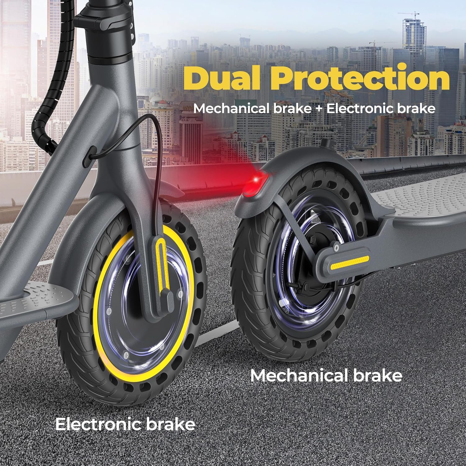 Electric Scooter, 350W Electric Scooter Adult with 25-35KM Range, Max Speed 25KM/H, 8.5" Solid Tire, Double Braking System for Adults and Teens - Image 4