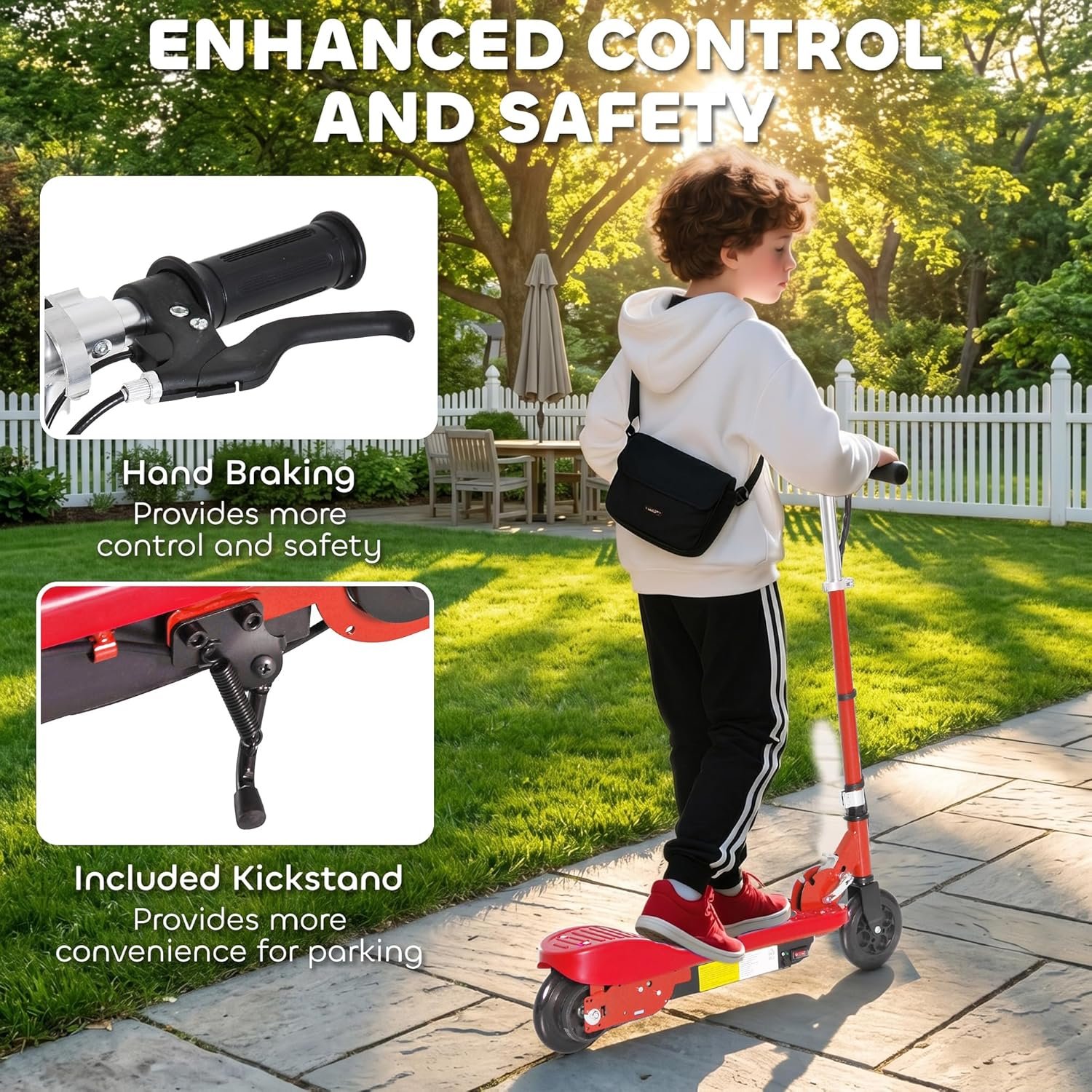 HOMCOM Kids Electric Scooter, 5.5 Inch Foldable Kids Scooter for Ages 7-14, 120W Motor, Up to 12km/h, 10km Range, Adjustable Height - Image 7