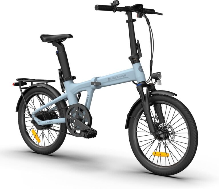 ADO Air20Pro Electric Bike Folding, EBike for Adults, 20" Folding Electric Bicycle, Belt Drive, Bafang Motor, ECO and SPORT Mode, Adjustable Shock Absorption, LCD, APP, Range Up To 100KM