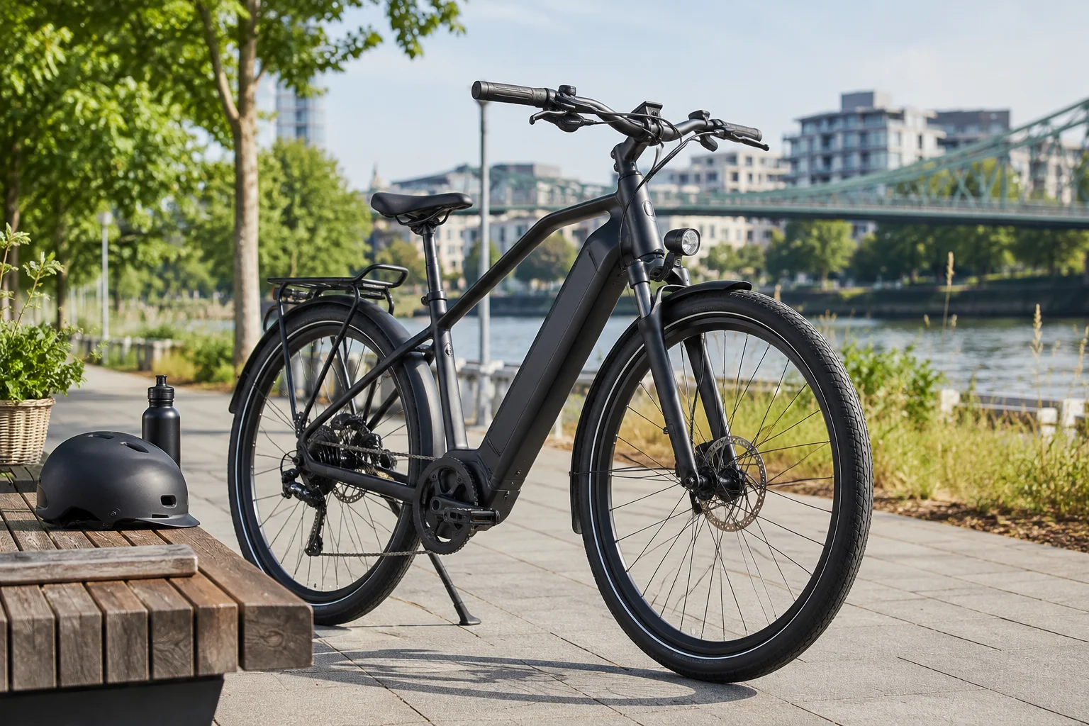 Electric bike rider using an e-bike for modern everyday travel