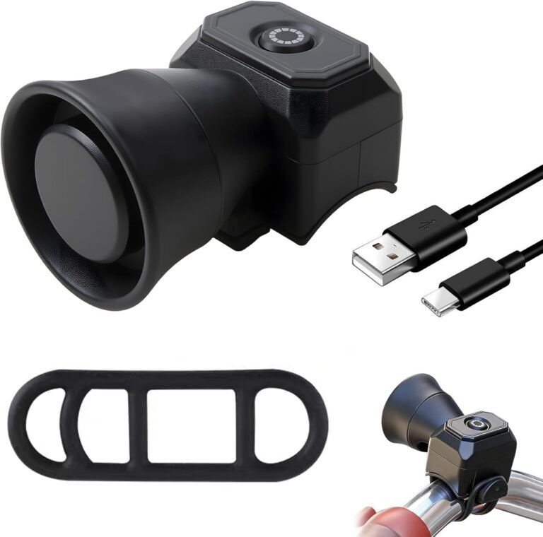 Bike Horn Loud Bicycle Bell with 5 Sound Modes, USB Rechargeable Bicycle Horn Bike Bell Handlebar Mount Ipx4 Waterproof for Road Bikes Mountain Racing Bikes