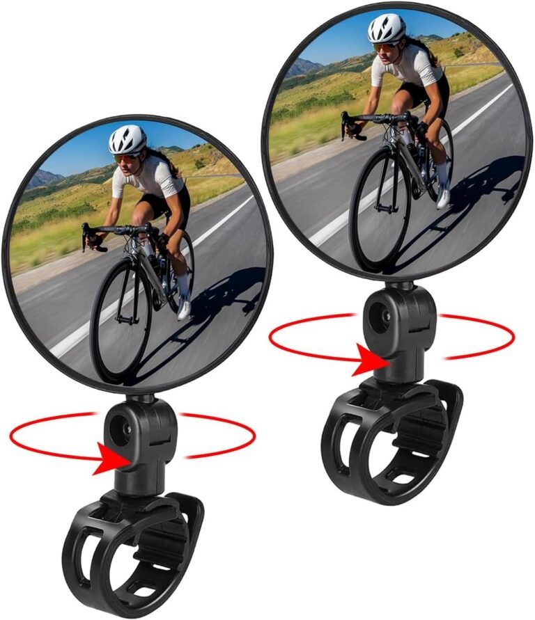 Bike Mirror, 2pcs Bicycle Rear View Mirrors 360°Adjustable HD Glass Convex Lens bike side mirror for Mountain Road Bike Scooter Electric Bikes - Style 1 - Black