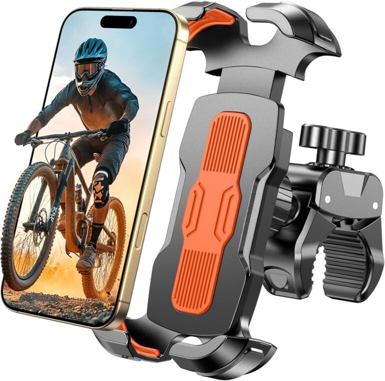 Bike Phone Holder, [Quick Release & 360° Rotation] Motorbike Phone Mount, Secure Lock Motorcycle Phone Holder for 4.7"-6.9" Phones, Universal Handlebar Phone Mount for Bicycle/Moped/Scooter