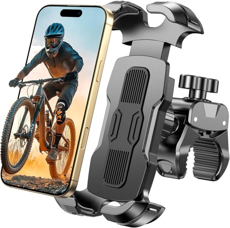 Bike Phone Holder, [Quick Release & 360° Rotation] Motorbike Phone Mount, Secure Lock Motorcycle Phone Holder for 4.7"-6.9" Phones, Universal Handlebar Phone Mount for Bicycle/Moped/Scooter