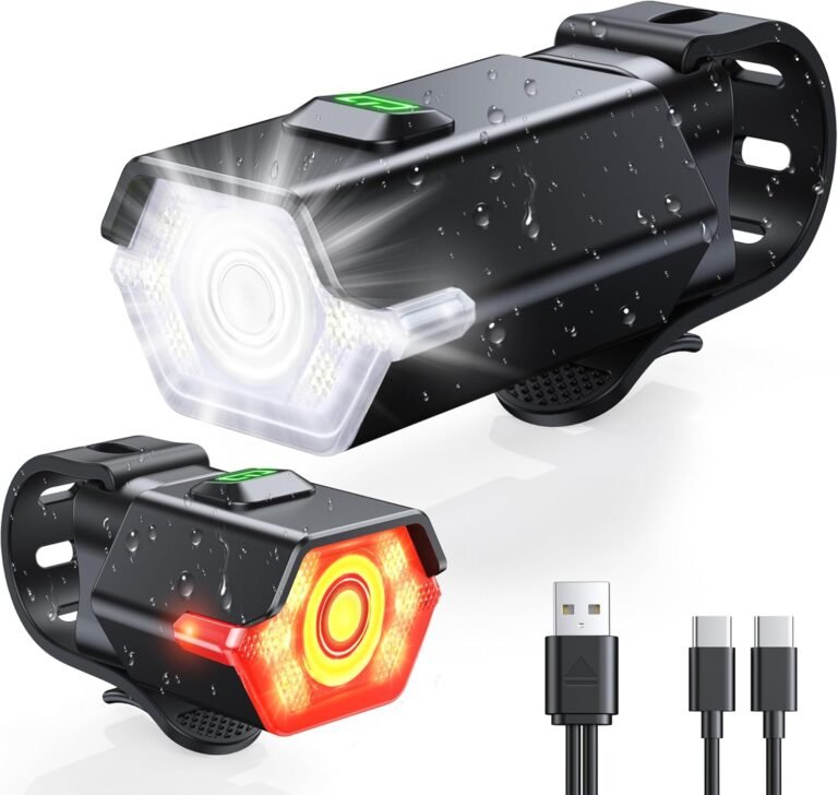 CIRYCASE Bike Lights Front and Back, 3+6 Modes Bicycle Lights with Side Warning Light, Rechargeable & IP65 Waterproof Cycle Light, CyclingLights Headlight and Rear for Road Riding, Easy to Install