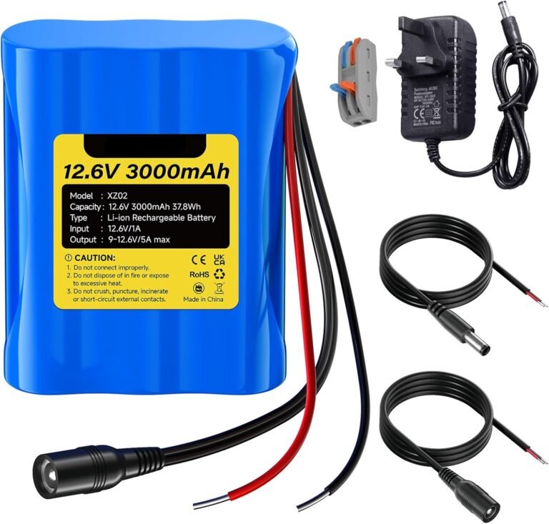 CITYORK 3000mAh 12.6V DC Rechargeable Lithium Ion Portable Battery Pack for solar charging panel, CCTV cameras, camcorders, MP3 players, LED strip lights