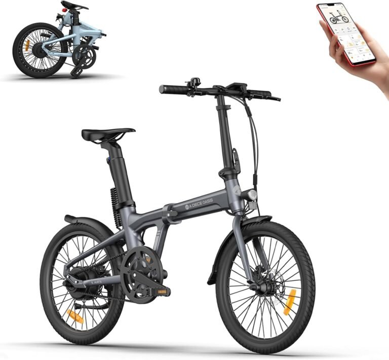 A Dece Oasis ADO Air 20 Folding E-Bike, Ultra Light Weight 17.5 KG Electric Bike, 20" Electric Bicycle for Adults, with Carbon Belt/LCD Display/Torque Sensor/Hydraulic Disc Brakes/APP Intelligent