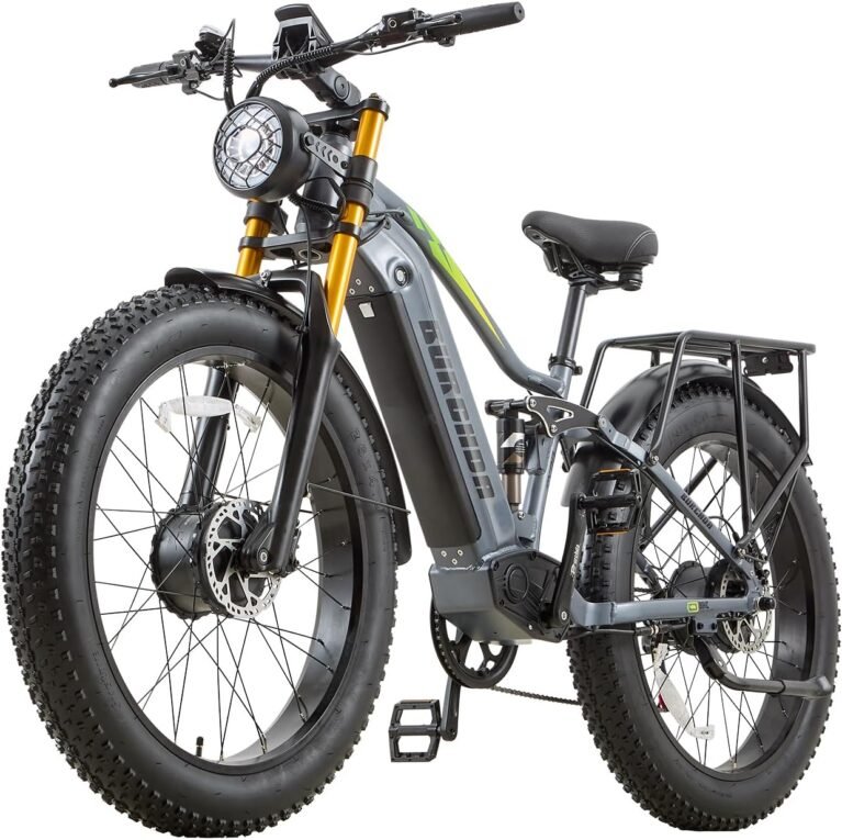 Dual Motor 95/190 N.m Electric Mountain Bikes for Adults E-Bike 48V 20Ah Removable Battery up to 120 km, 26X4 Fat Tire Ebike with LCD Display Full Suspension Bicycle RX80