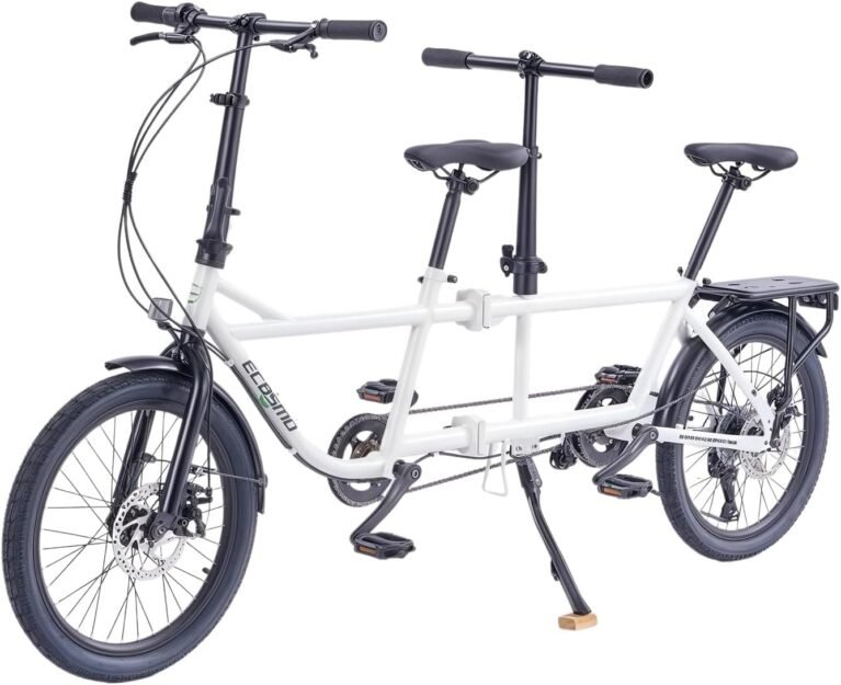 ECOSMO 20" New Folding City Tandem Bicycle Bike 7 Speed Gears, DUAL Disc Brakes, Rear rack,Pedal independently - 20TF01W