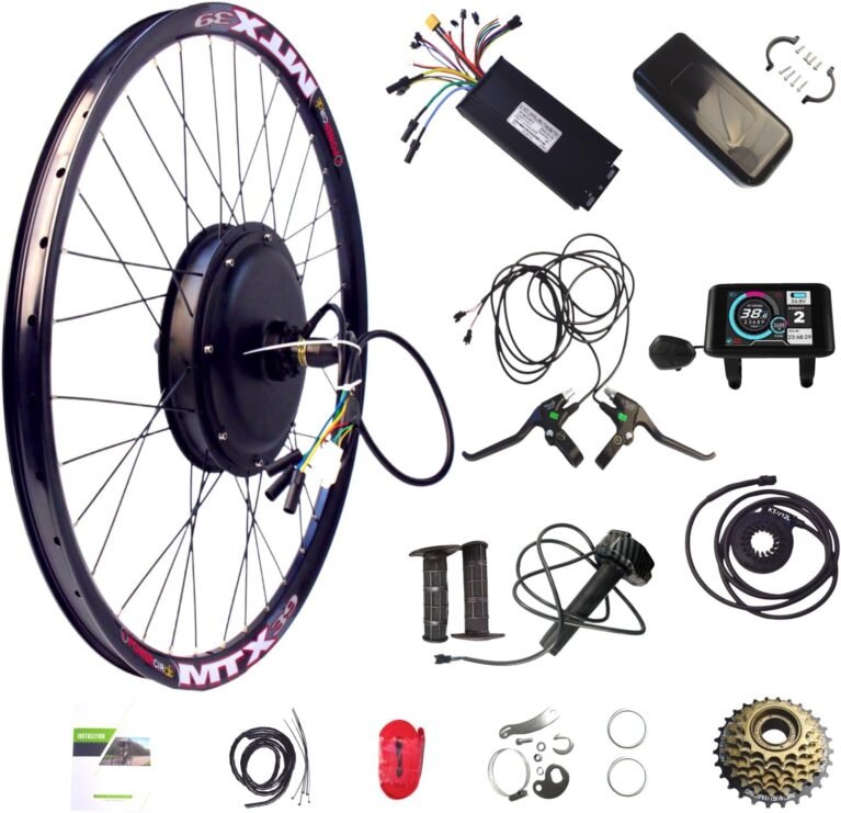 E-bike 200W52V Motor Kits, XT150 XT90 Connectors, Rear Wheel Convesion Kits, Ron Type Throttle Kits, 26'' Wheel, UKC1 Display, 45A Controller, V12 PAS, Brake, Ron Type Throttle, Controller Box