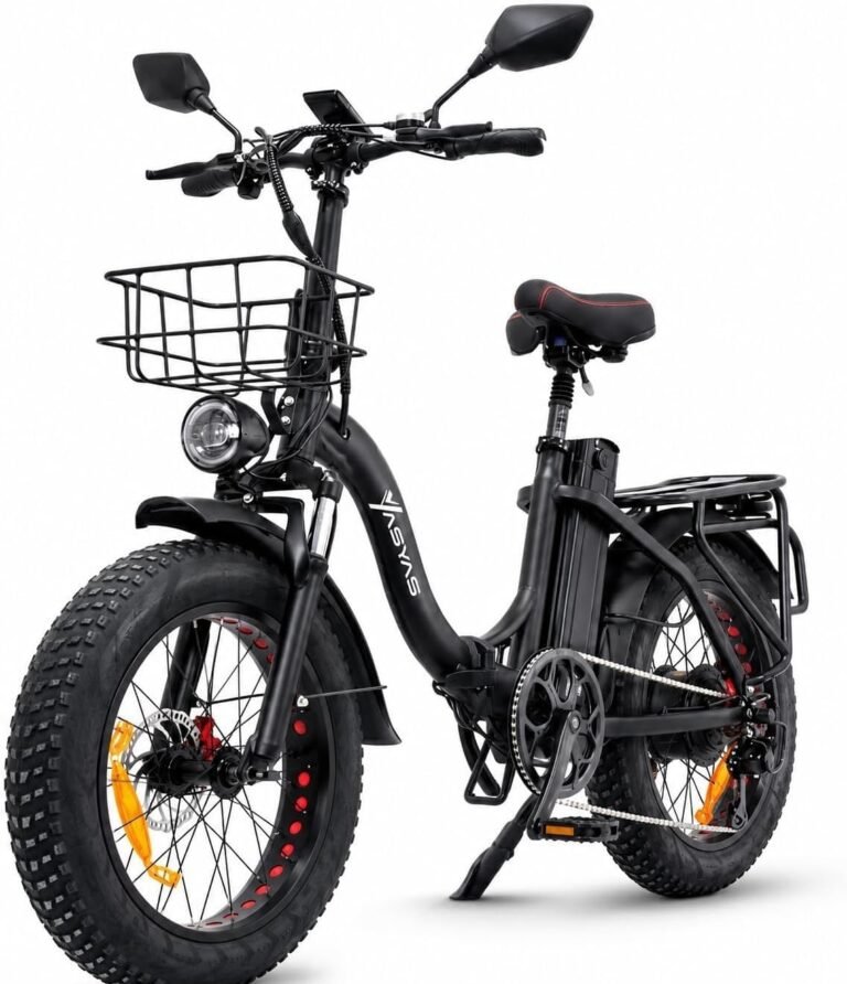 Electric Bike for Adults, 20" Fat Tyre Folding Electric Bike, 250W Foldable Ebike, 48V 25Ah Removable Battery, Electric Bicycle with LCD Display, 7-Speed Gears, Basket & Rear Rack