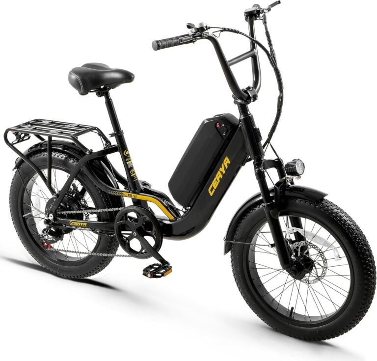 20" E Bike For Men Women Electric Bike Beach & City Cruiser Ebike With Fat Tire 3.0IN,7 Speed Gears,Led Light,Suspension Fork,15Ah Battery