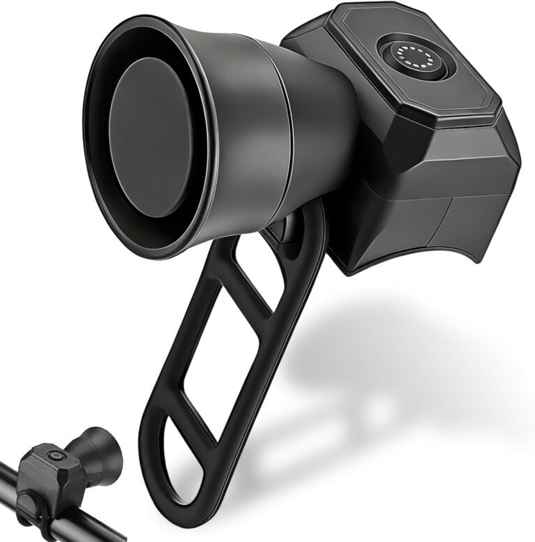 Electric Bike Horn Universal Cycling Ring Bell 5 Sound Modes 120dB Loud Waterproof Bicycle Bell with Silicone Bandage for Mountain Bikes Racing Bicycles Scooter Adults Black