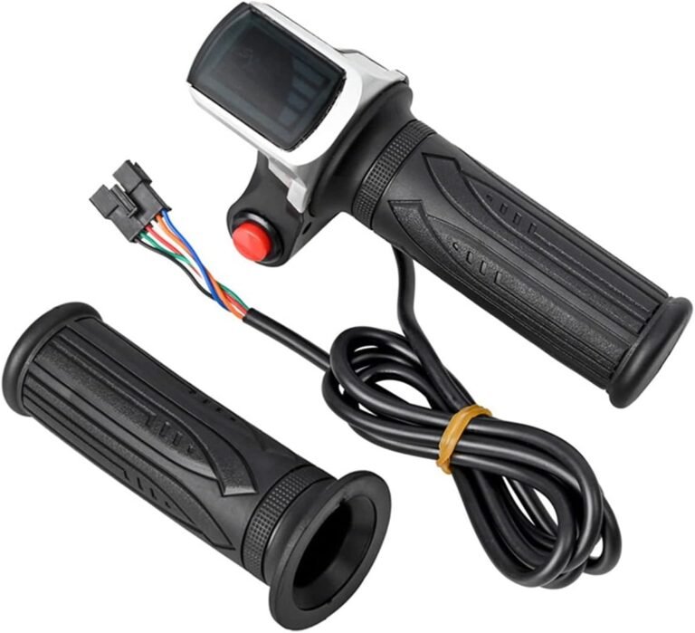 Universal Electric Bike Throttle Scooter Throttle Handle with LCD Display Handle Throttle for 36V Twist Throttle Scooter E-Bike Parts, Black