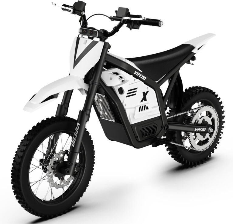 Electric Dirt Bike for Teens Kids,VIPCOO H2 Electric Motorcycle for Adults,25° Slope,48V/23Ah Battery,14"/12" Off Road Tire,Dual Hydraulic Brakes & Full Suspension Fit Age 13+