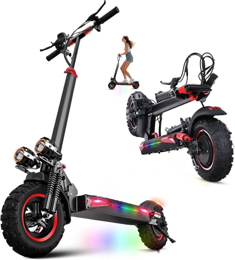 Electric Scooters Adult,50-55km Range,11'' Offroad All Terrain Foldable Pure E Scooter 48V 18Ah Battery, Dual Braking System & Shock Absorption Fast Electric ScooterTeens Gift,Max Load 150kg