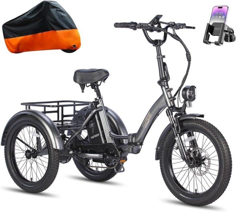 Fafrees F20 MATE Electric Trike for Adults UK, Removable Battery 65-115KM Range, 20x3.0 Fat Tyres Electric Tricycle, Foldable Cargo Ebike Dual Suspension
