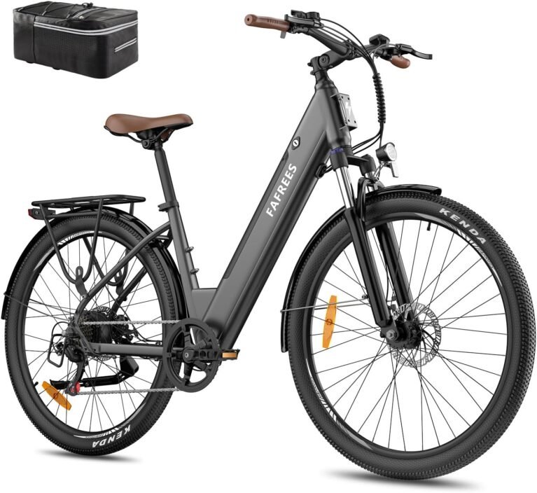 Fafrees F28 PRO Electric Bike for Adults, 16Ah Long-Range Battery, 27.5" Step-Through City E-Bike 250W Motor, 7-Speed Commuter Electric Bicycle, Suspension Fork