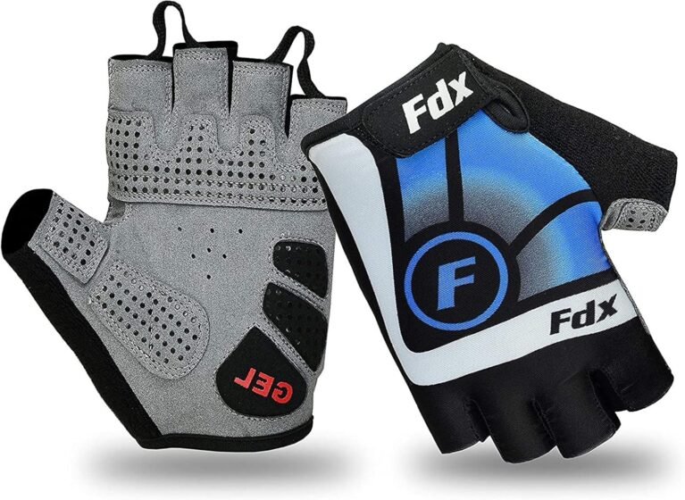 FDX Half Finger Cycling Gloves - Breathable, Gel Padded Protection, Anti-Slip - Fingerless Shock-absorbing Mitts for Mountain Bike, Road Bicycle, MTB, Riding, Men and Women