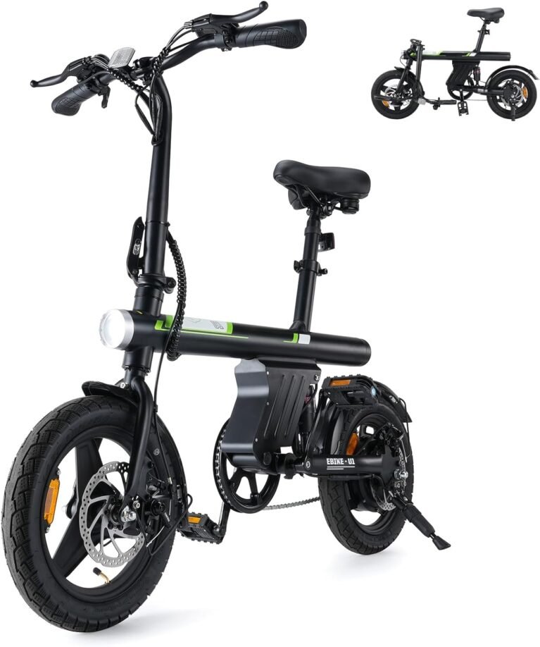 Finbike U1 Electric Bike for Adult/Teens,14" Folding Electric Bicycle with LCD Display,25KM/H & 40KM Range,4H Fast Charge,4 Riding Modes,Rear Shock Absorber,120KG Capacity,Compact Foldable Ebike