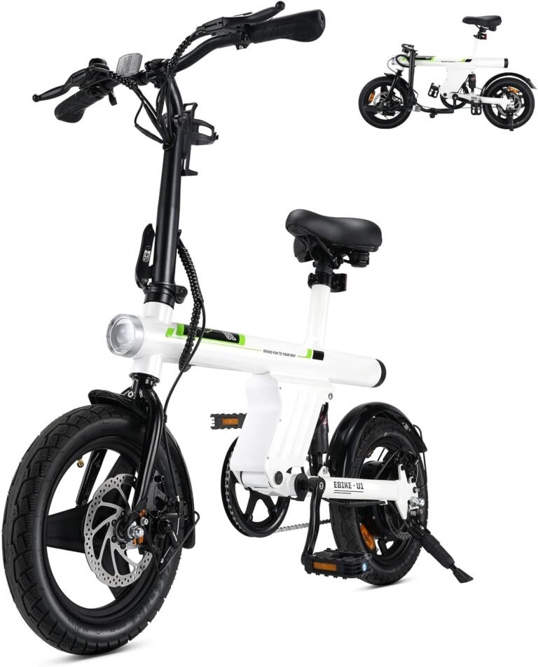 Finbike U1 Electric Bike for Adult/Teens,14" Folding Electric Bicycle with LCD Display,25KM/H & 40KM Range,4H Fast Charge,4 Riding Modes,Rear Shock Absorber,120KG Capacity,Compact Foldable Ebike