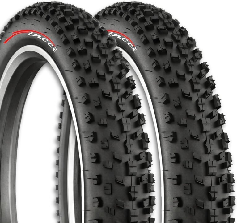Fincci Pair 26x4.0 Fat Bike Tyres - Foldable 26 inch Bike Tyre with Wear-Resistant Compound 100-559, Fat Tire with Durable Tread Design for Mountain, Hybrid, Dirt Bike, Street Tires for Ebike, 30 TPI