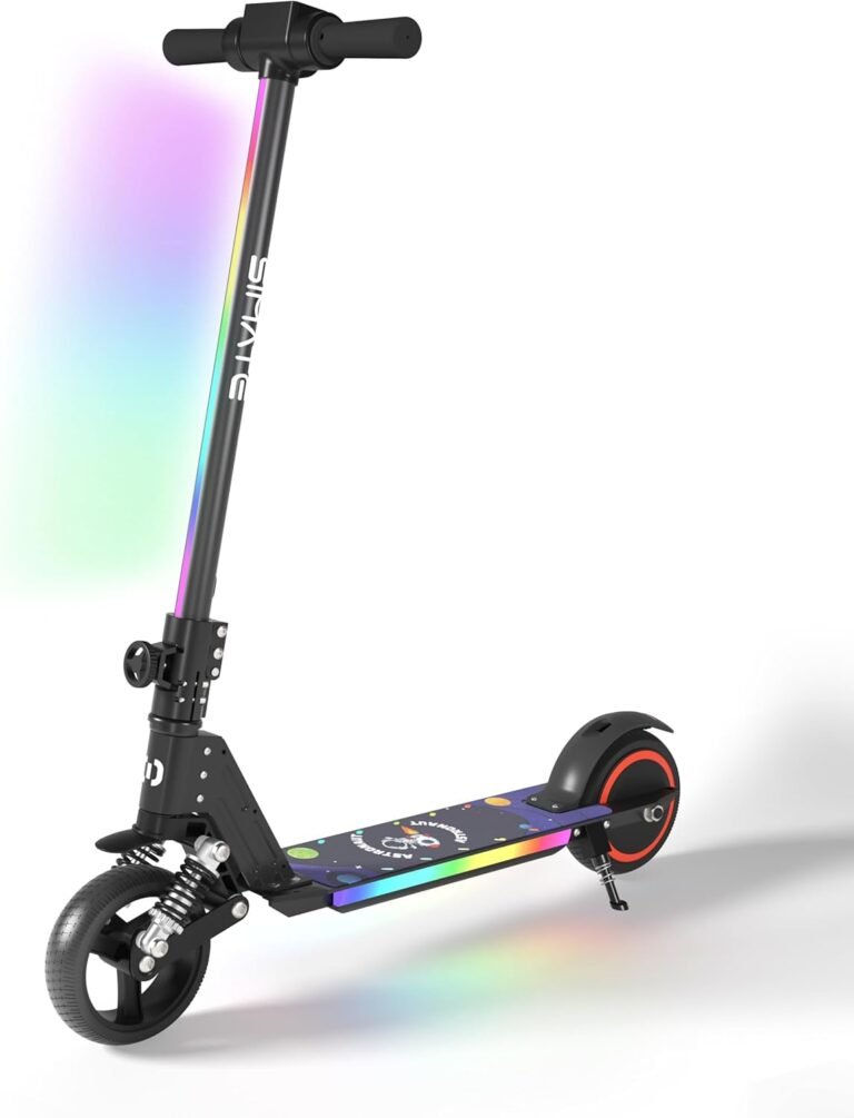 6.5'' Foldable Kids Electric Scooter - Colorful LED Lights, 8 Mph Max Speed, Electric Scooter Kids 5 Mile Range, Shock Absorbing Comfort, E Scooter for Kid with Display