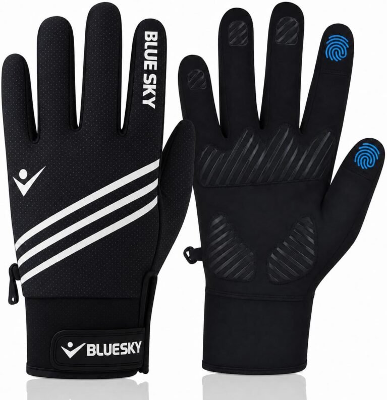 Full Finger Winter Cycling Gloves for Men & Women – Thermal Warm Windproof Water Resistant Running Gloves Touchscreen Compatible Anti-Slip Padded Palm Running, Cycling & Outdoor Gloves
